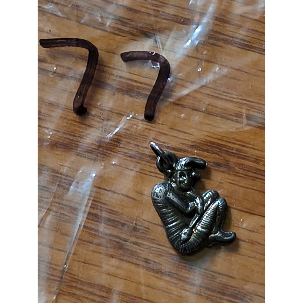 Vintage Silver 925 Seated Jester Harlequin Fool Charm Pendant Antiqued Finish